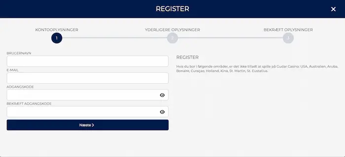 Gudar Casino reg